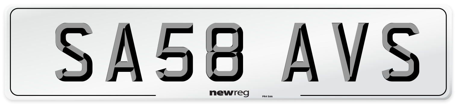 SA58 AVS Number Plate from New Reg